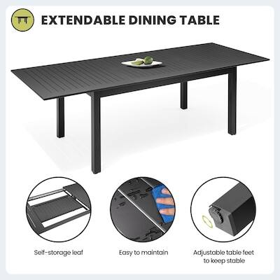 EXTENDABLE DINING TABLE

Self-storage leaf
Easy to maintain
Adjustable table feet to keep stable