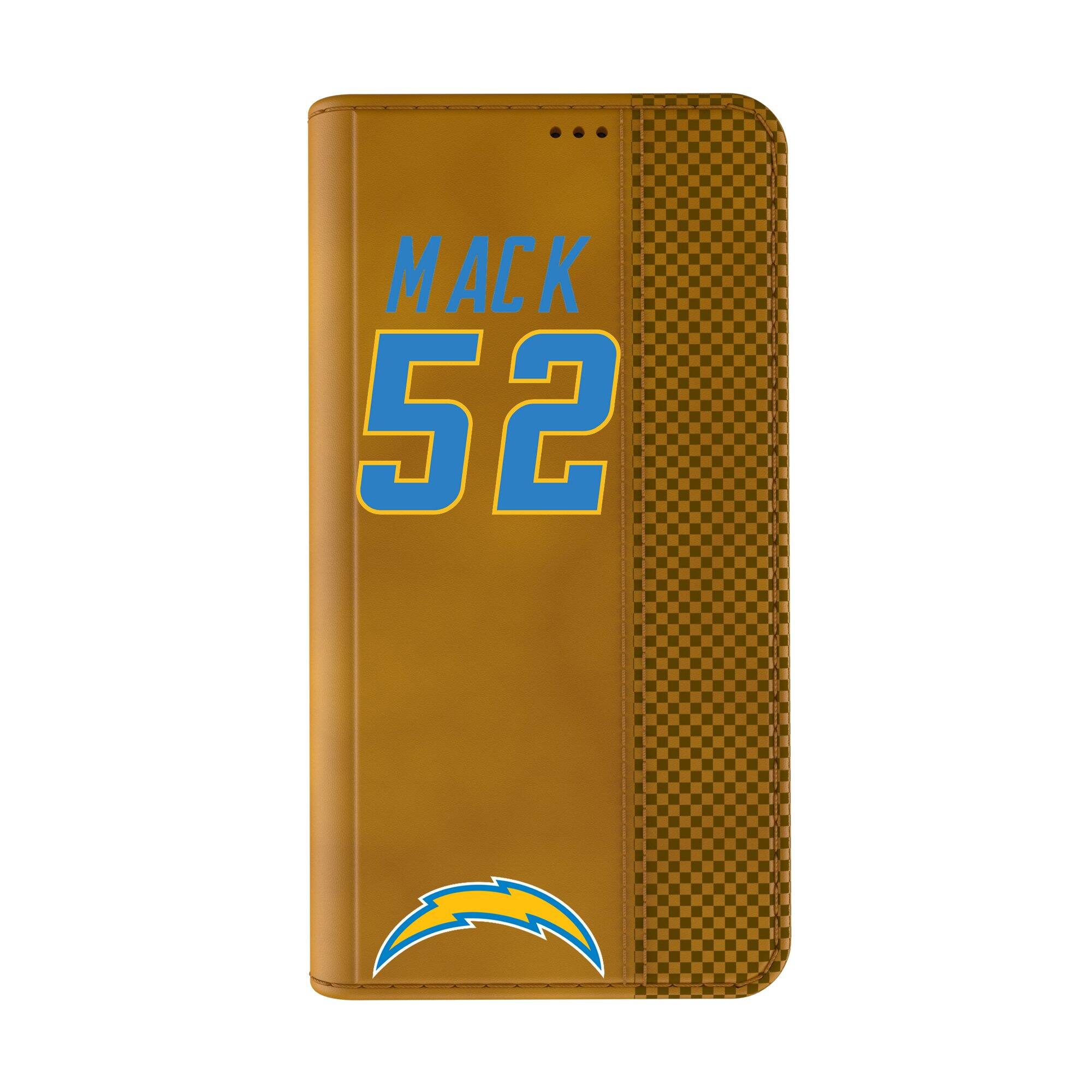 Alt View 1. Keyscaper - Khalil Mack Brown Los Angeles Chargers Folio iPhone Case - 15 - Brown.