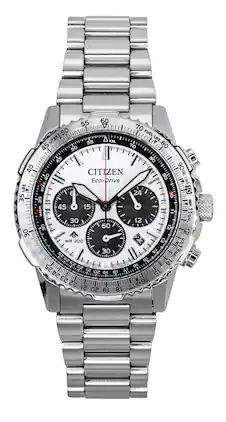 Citizen - Promaster Navihawk Chronograph Eco-Drive CA4660-61A Diver Mens Watch Stainless Steel White Dial 200M - Silver