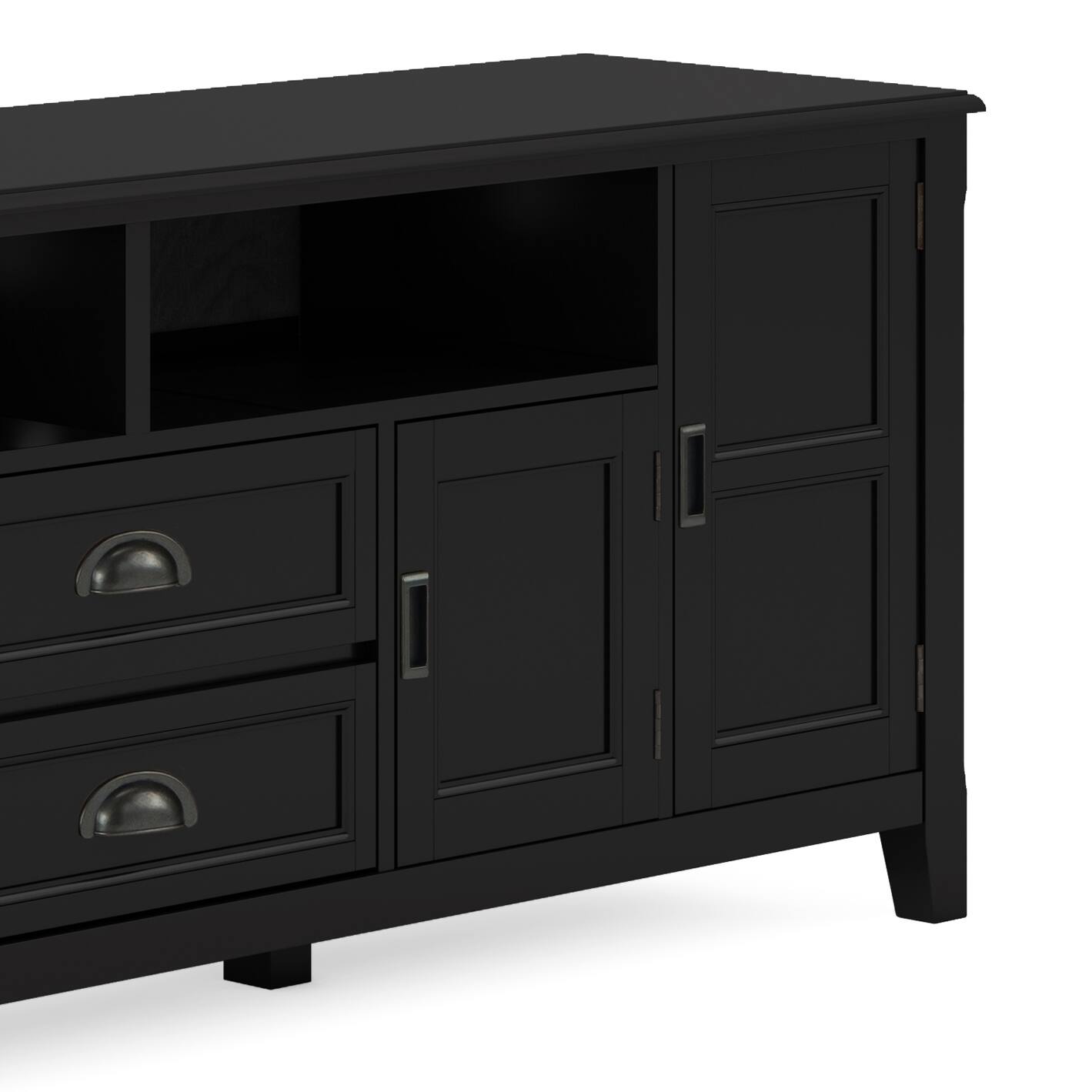 Alt View 10. Simpli Home - Burlington SOLID WOOD 72 inch TV Media Stand in Black For TVs up to 80 inches - Black.