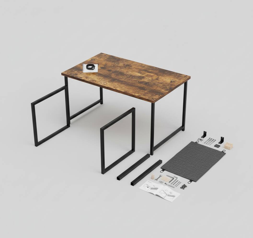 Alt View 1. AOITUN - 40 Inch Rustic Desk with Storage Bag & Hook, Small Computer Writing Table for Home Office, Dorm Room & Students - Steel.