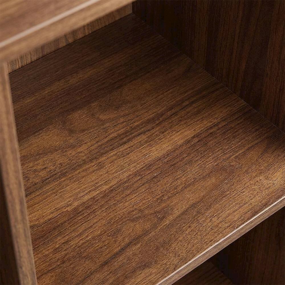 Alt View 3. FurniFact - Record Player Stand with Vinyl Storage - Walnut.