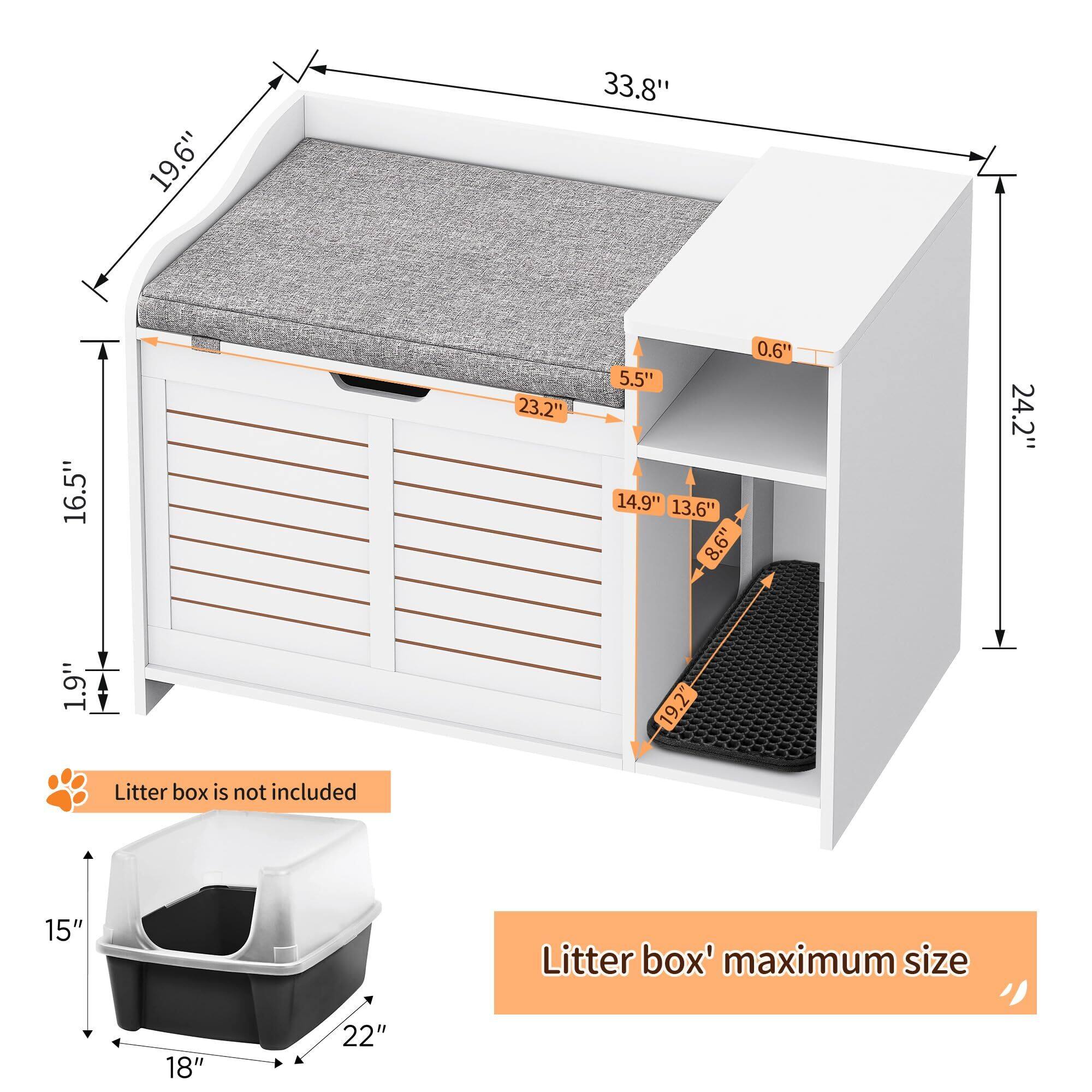 Alt View 6. Acekool - PrecisionAuto Discreet Extra Large Cat Litter Box Enclosure Stylish Wood End Table w/Top Door - White.
