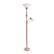 Angle. Lalia Home - Torchiere 800lm Floor Lamp with Reading Light and Marble Glass Shades - Rose Gold/White Shade.
