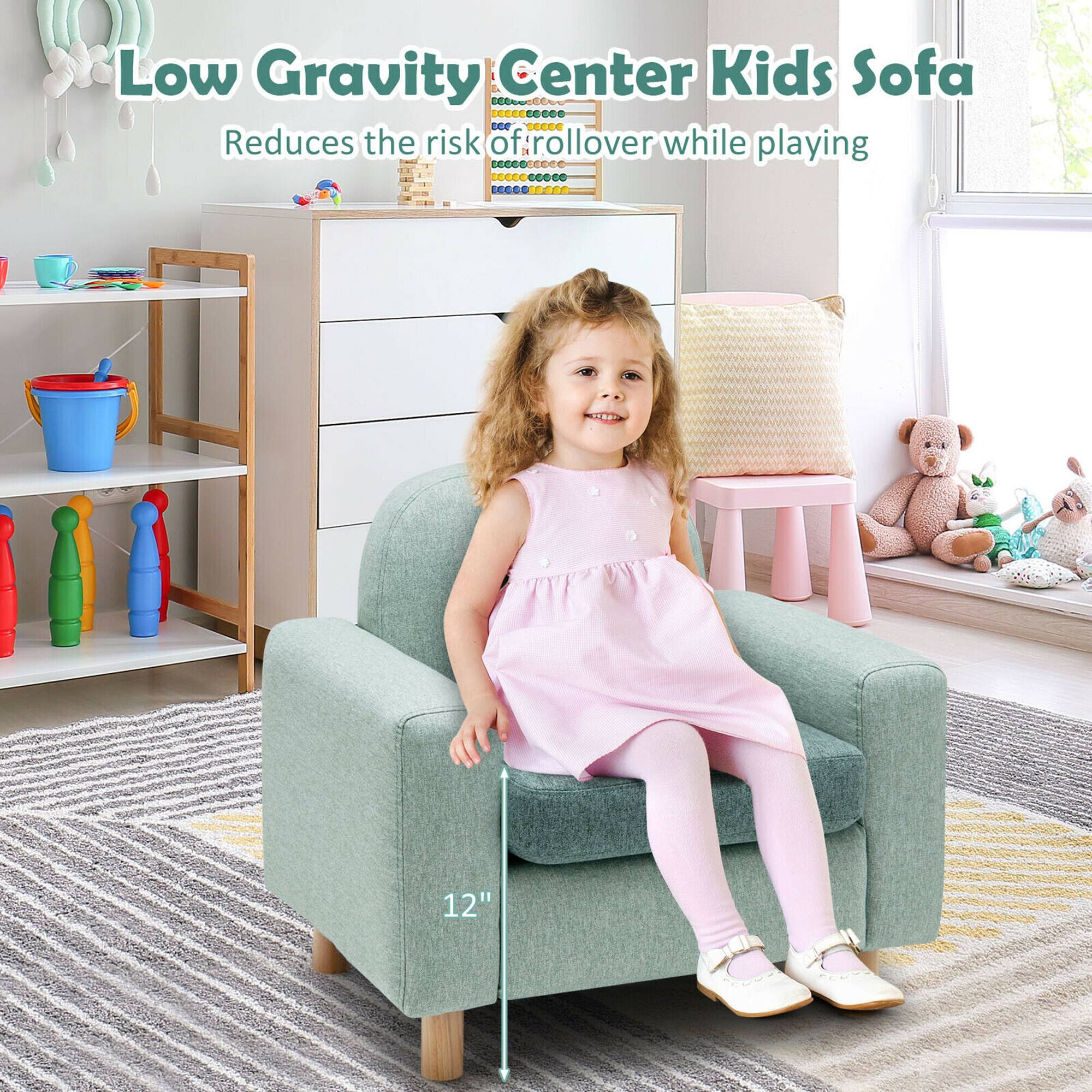 Low Gravity Center Kids Sofa  
Reduces the risk of rollover while playing  

12"