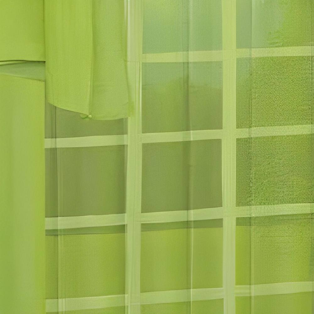 Front. RT Designers Collection - RT Designers Celine Neon Green Sheer Rod Pocket Curtain Panel 60" x 90" - Neon Green.