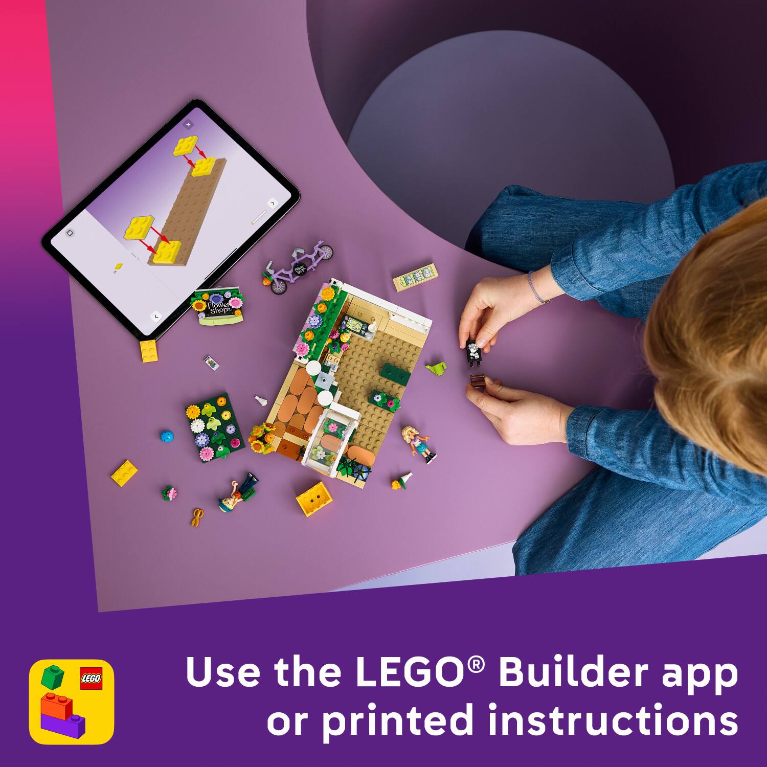 Use the LEGO® Builder app or printed instructions