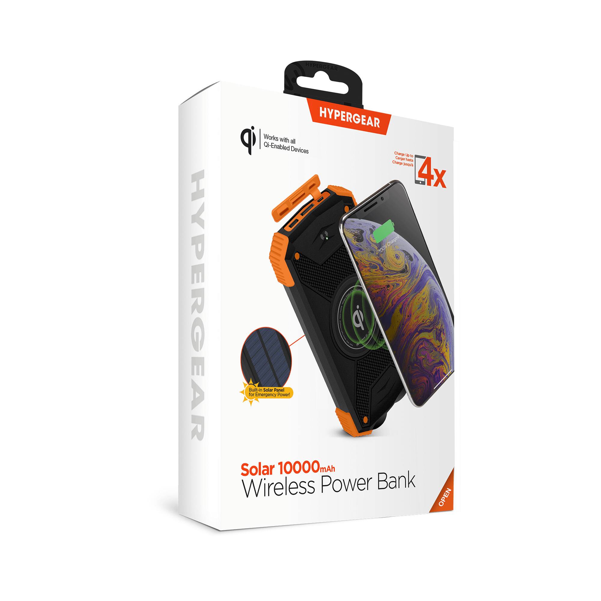 HYPERGEAR

Works with all Qi-Enabled Devices

Solar 10000mAh Wireless Power Bank

Built-in Solar Panel for Emergency Power

Charge up to 4x faster