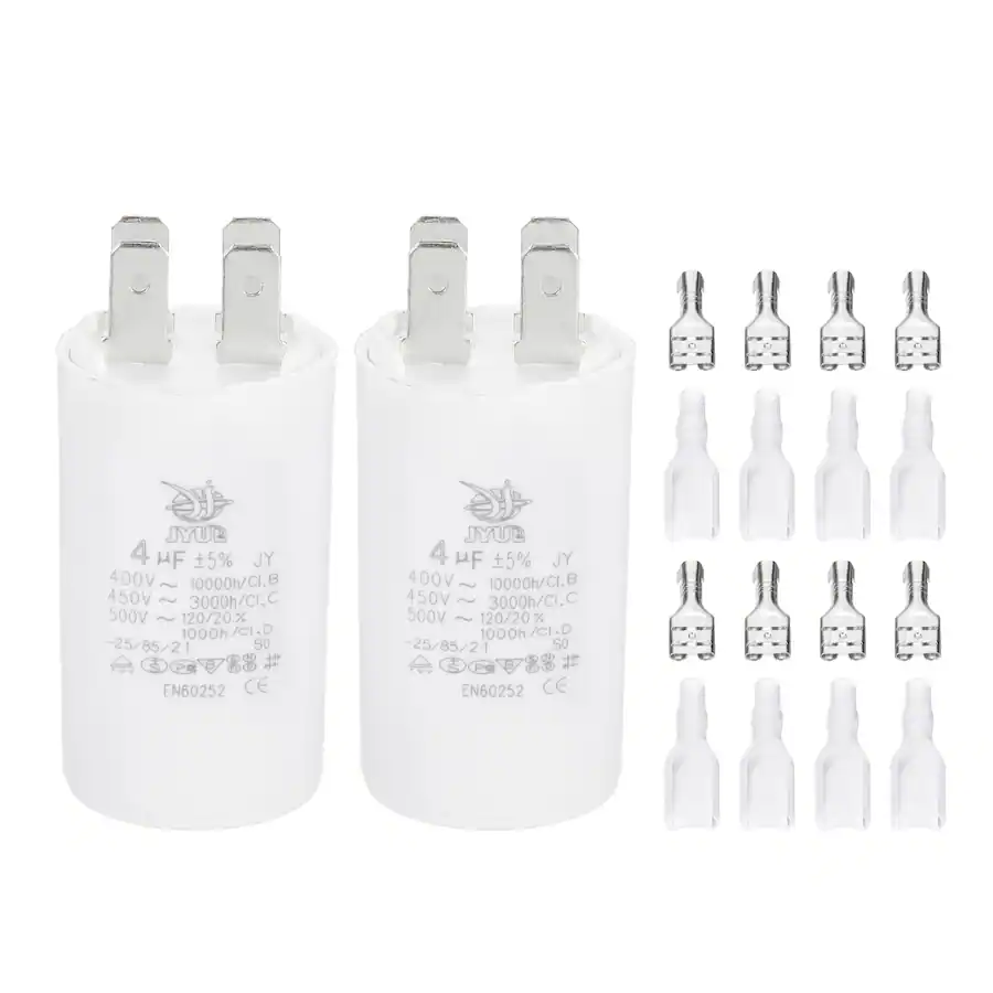 Unique Bargains 2pcs 4uF CBB60 Run Capacitor, AC 450V 4 Pin Double ...