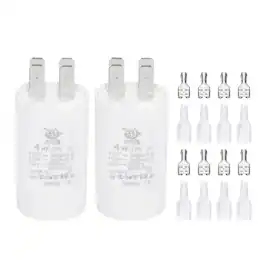 Unique Bargains - 2pcs 4uF CBB60 Run Capacitor, AC 450V 4 Pin Double Insert with Sheath Spring for Motor Start - White
