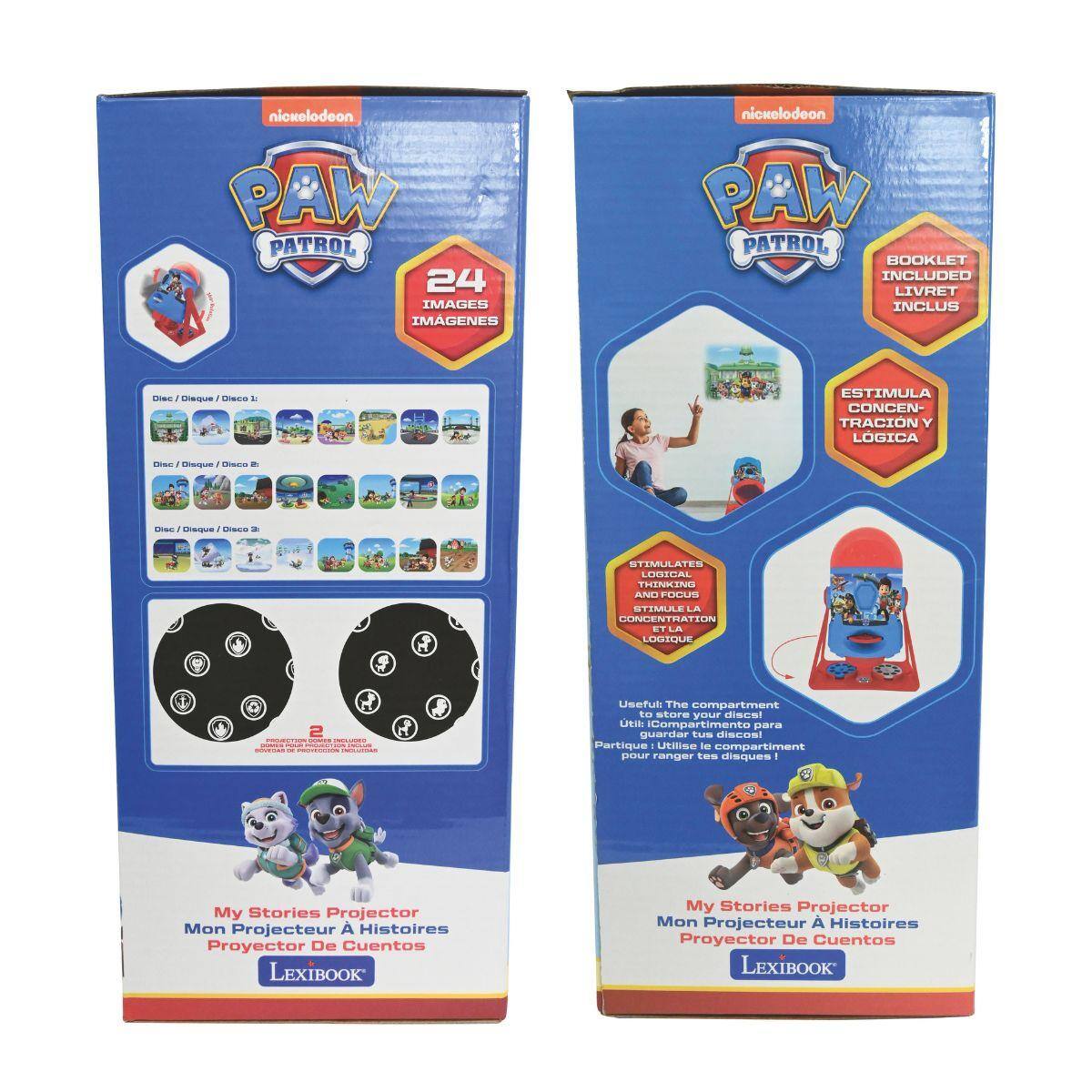 nickelodeon PAW PATROL 24 IMAGES IMGENES  
nickelodeon PAW PATROL BOOKLET INCLUDED LIVRET INCLUS  
Disc Disque Disco It  
ESTIMULA CONCENTRACIÓN Y LÓGICA  
Disc Disque Disco  
Dise Disque Disco 4  
STIMULATES LOGICAL THINKING AND FOCUS STIMULE LA CONCENTRATION ET LA LOGIQUE  
2 - GOMES INCLUDED - new  POVEGAN Y MOTECCOS INCLUSTOKES  
Useful: The compartment to store your discs! Util: iCompartimento para guardar tus discos! Partique Utilise le compartiment pour ranger tes disques  
My Stories Projector Mon Projecteur Histoires Proyector De Cuentos LEXIBOOK