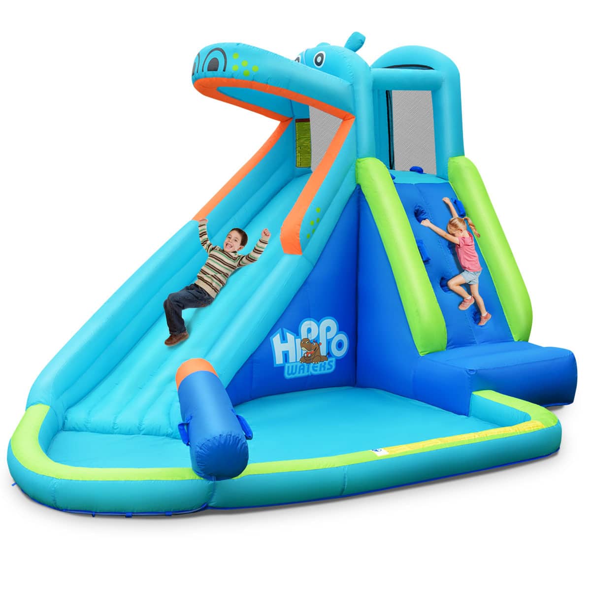 Ecooso - Inflatable Splash Pool w/ Water Slide for Backyard Play