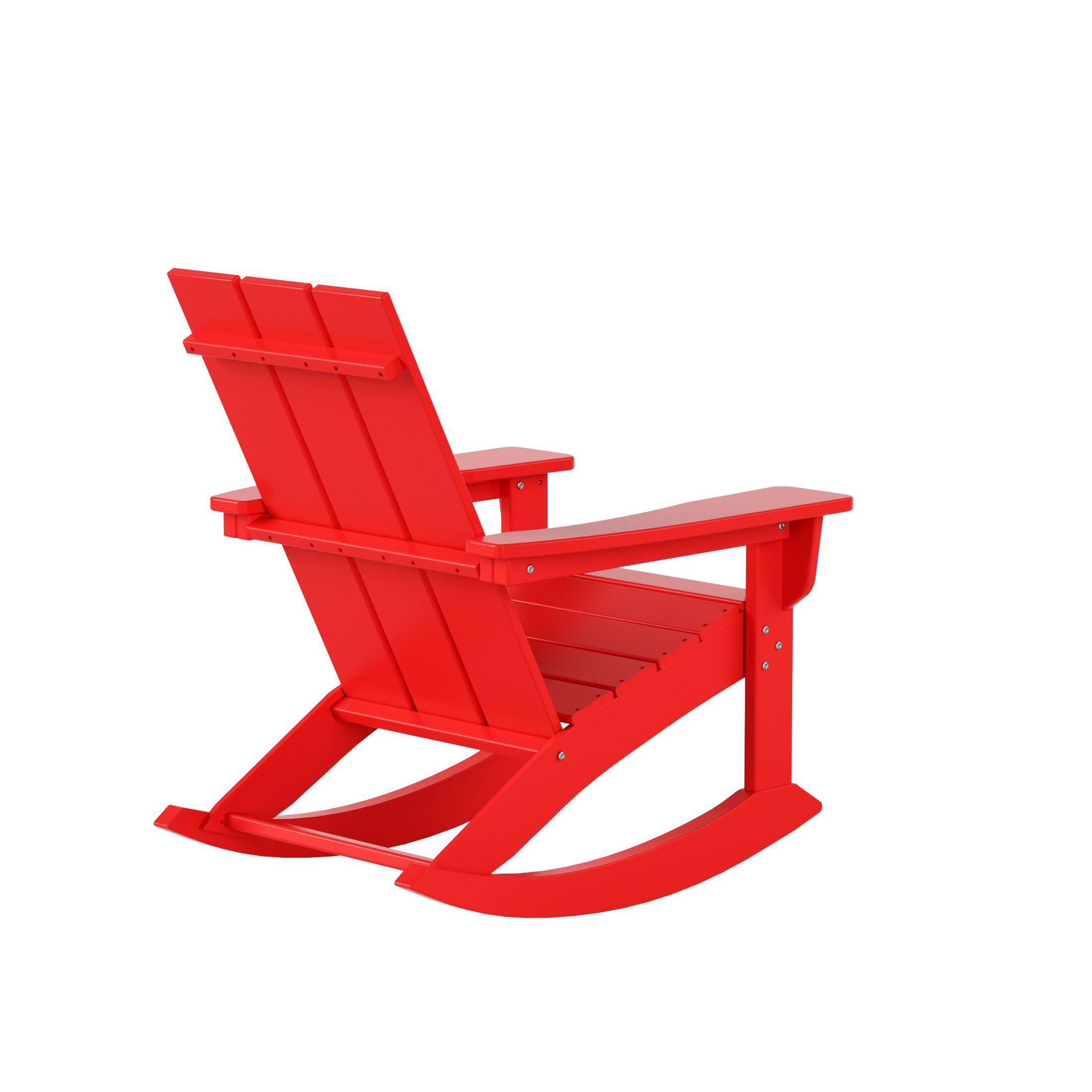 Alt View 1. WestinTrends - WestinTrends Ashore Outdoor Patio Modern Adirondack Rocking Chair - Red.
