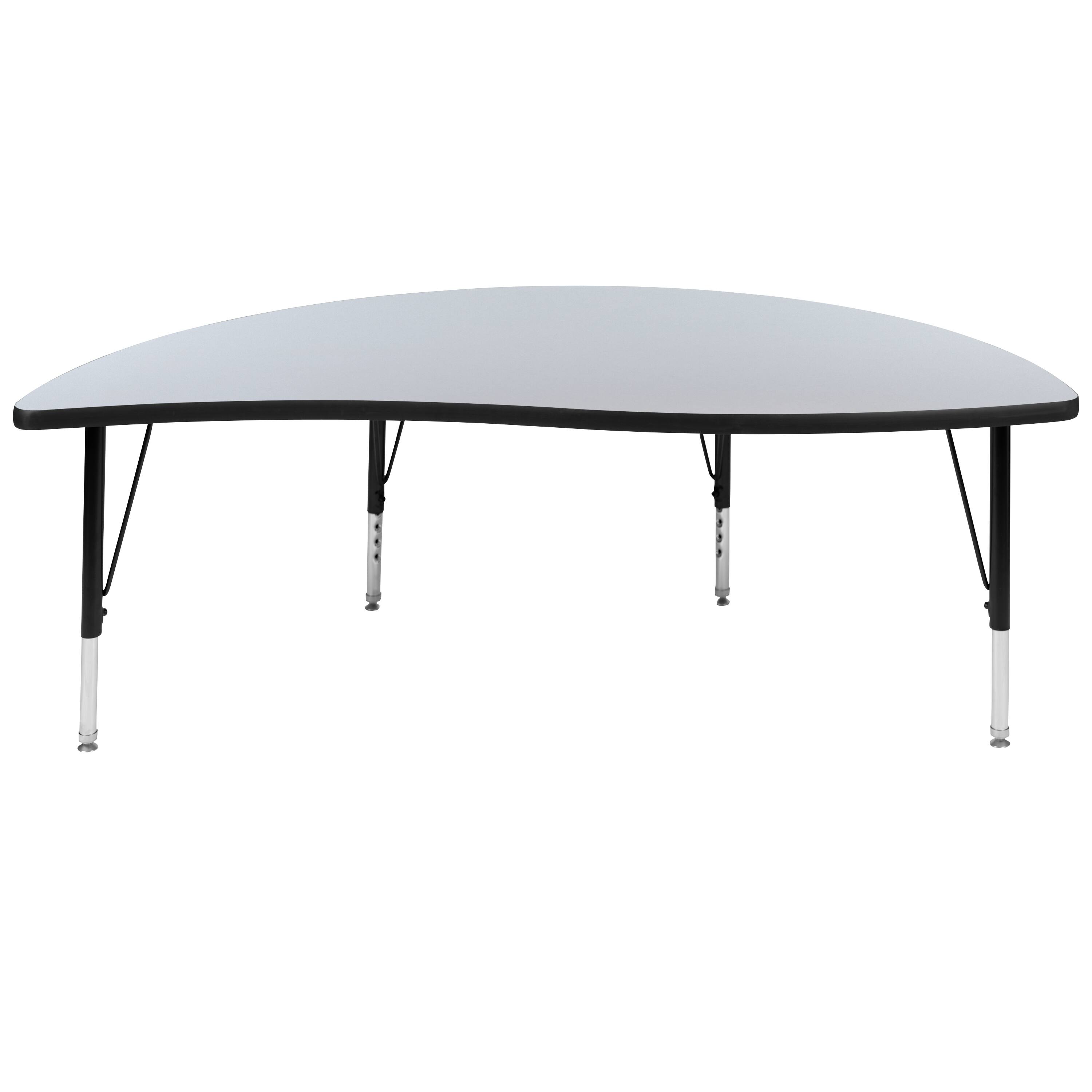Alt View 5. Emma + Oliver - 60" Half Circle Wave Flexible Collaborative Kids Adjustable Height Activity Table - Grey.