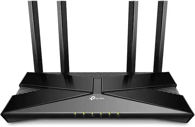 Front. TP-Link - Archer AX20 AX1800 Smart Dual-Band Wi-Fi 6 Router - Black.