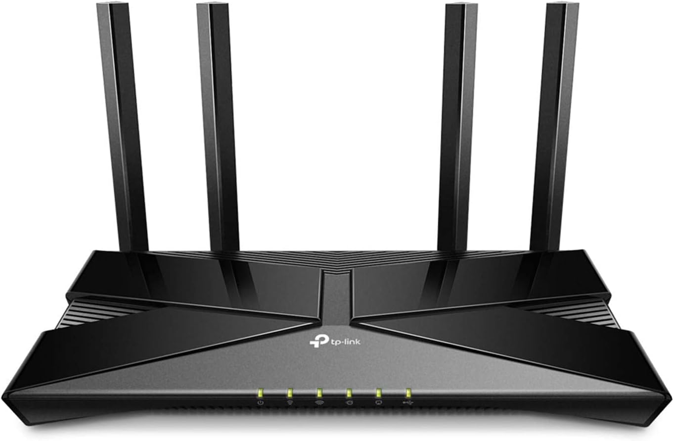 Front. TP-Link - Archer AX20 AX1800 Smart Dual-Band Wi-Fi 6 Router - Black.