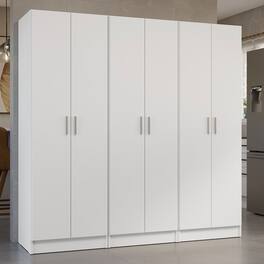 Madesa - Kitchen Pantry Set Storage Cabinet 6 Doors 12 Utility Shelves 70"L Organization Unit for Kitchen - White