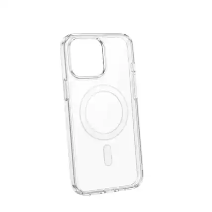 Front. Qixxronics - Shockproof Magnetic Case for iPhone 13 Mini / 12 Mini Phone Cover Compatible with Wireless Charging - Clear.