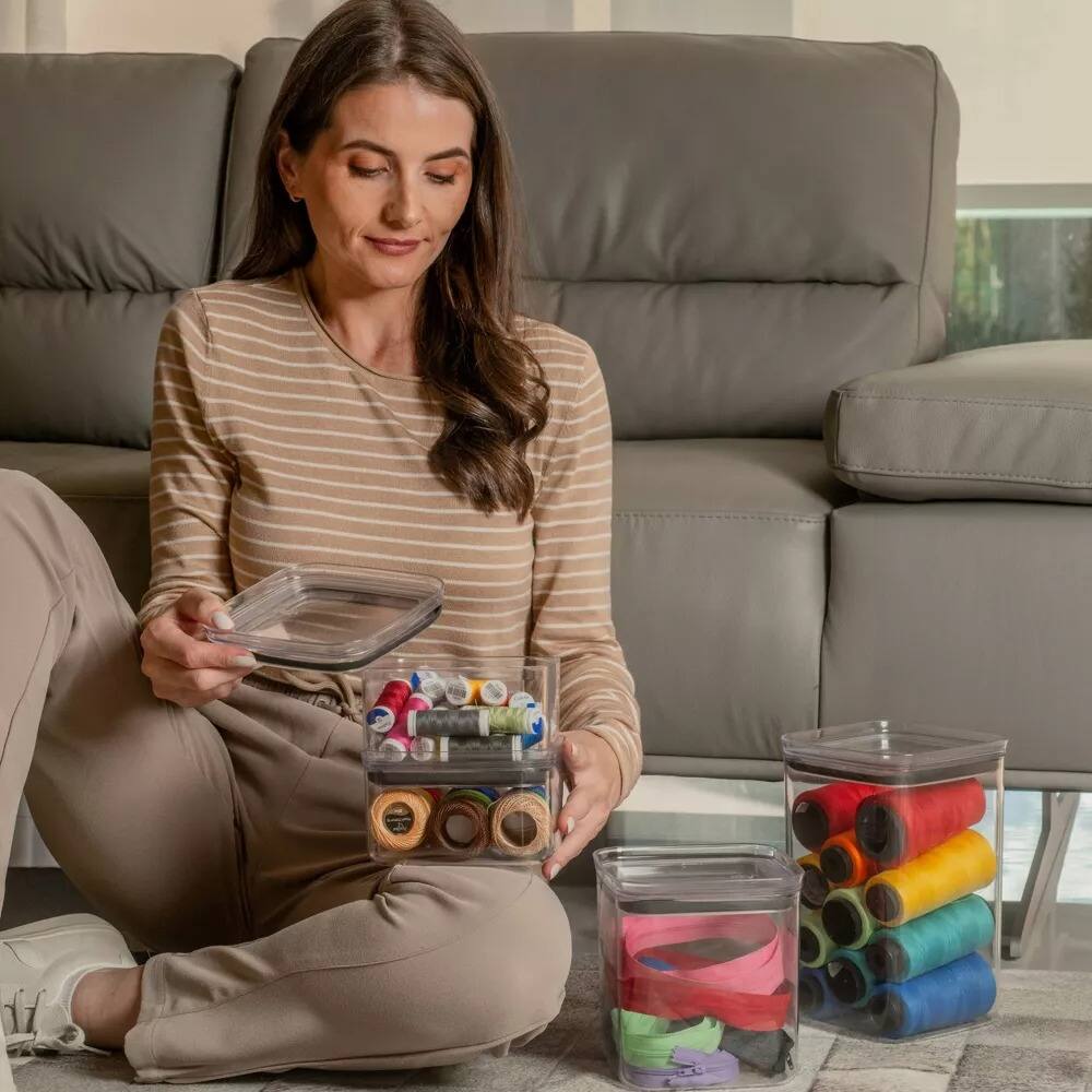 Alt View 1. OU - OU Airtight Food Storage Container 8pc (set of 4) BPA Free Plastic Container with Leak Proof Lid - Clear.