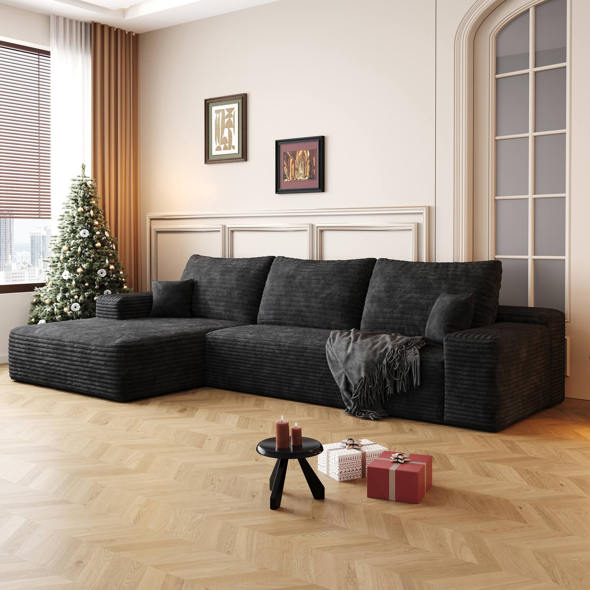 Alt View 3. Boyel Living - Black Modular 3 Seat Foam Sofa 107.0-in L x 69.7-in W x 37.8-in H - Black.