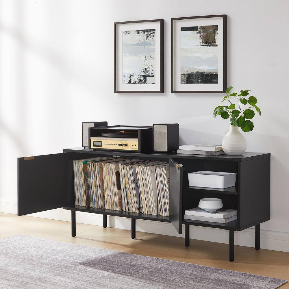 Alt View 6. Crosley Furniture - Brody Record Storage Sideboard - Black.