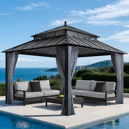 SUNJOY - 12X12 Kingston Hardtop Rectangular Gazebo Grey
