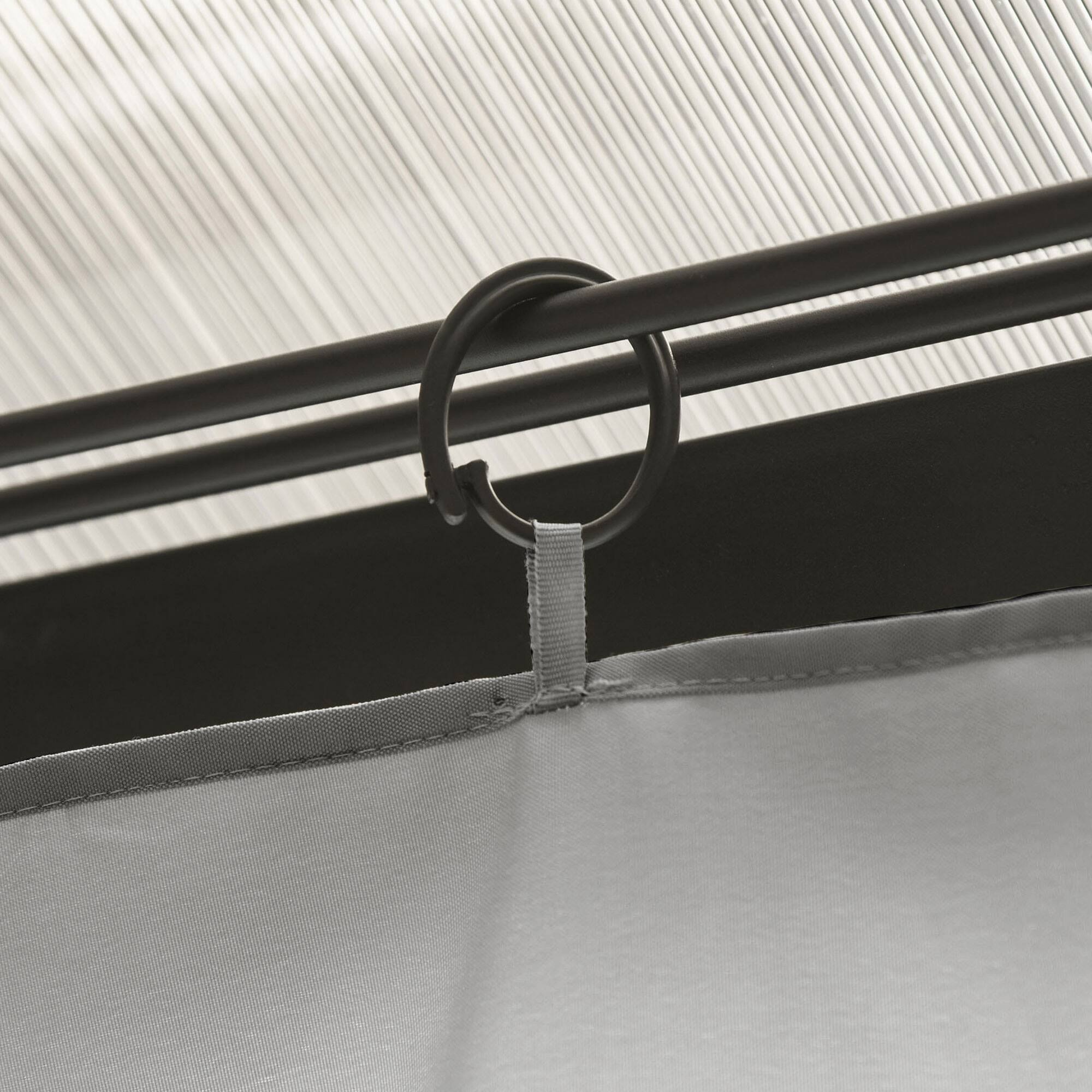 Alt View 8. Outsunny - 10' x 10' Universal Gazebo Sidewall Set with Panels, Hooks and C-Rings Included for Pergolas and Cabanas - Light Gray.