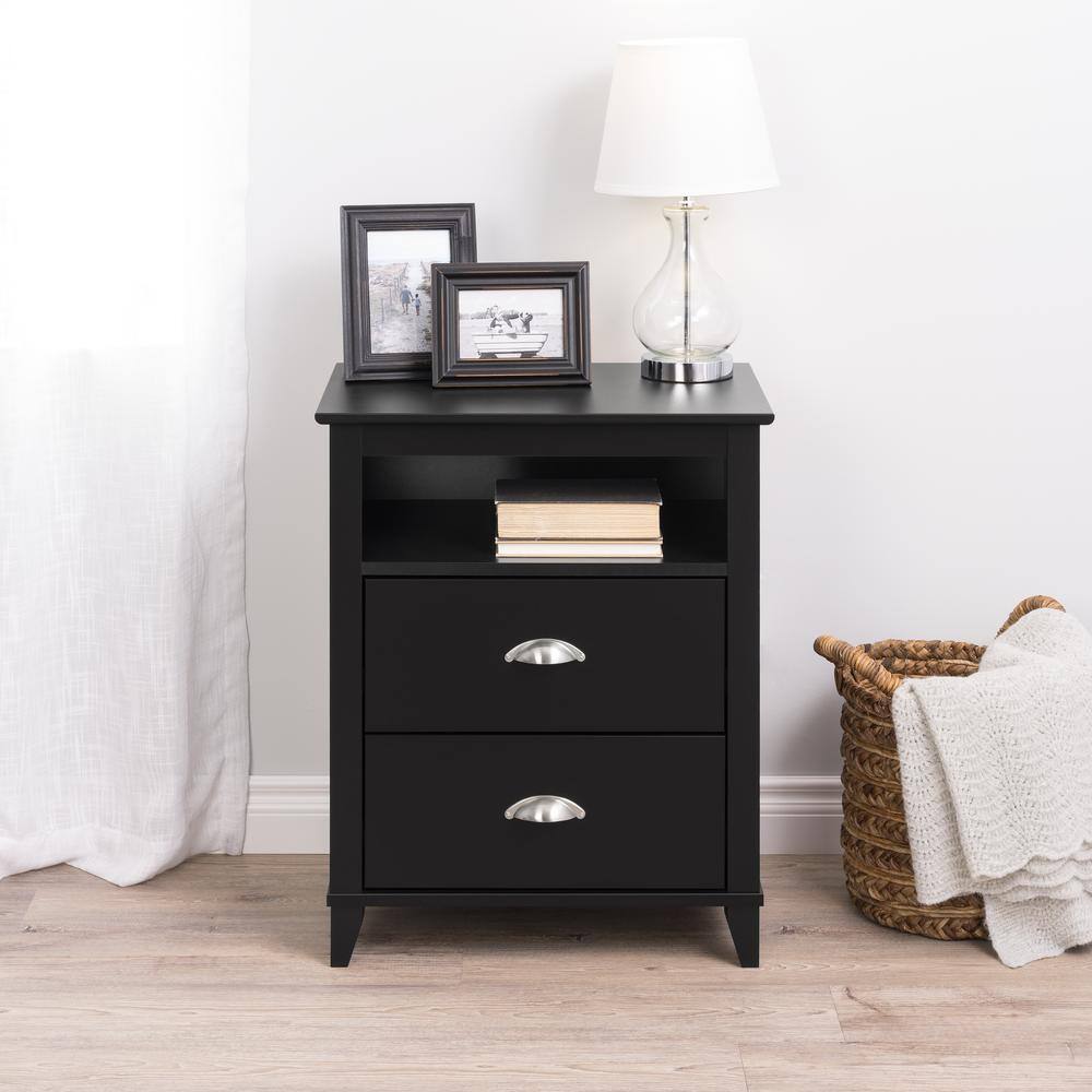 Alt View 1. Prepac - Yaletown 2-Drawer Tall Nightstand, Black - Black.