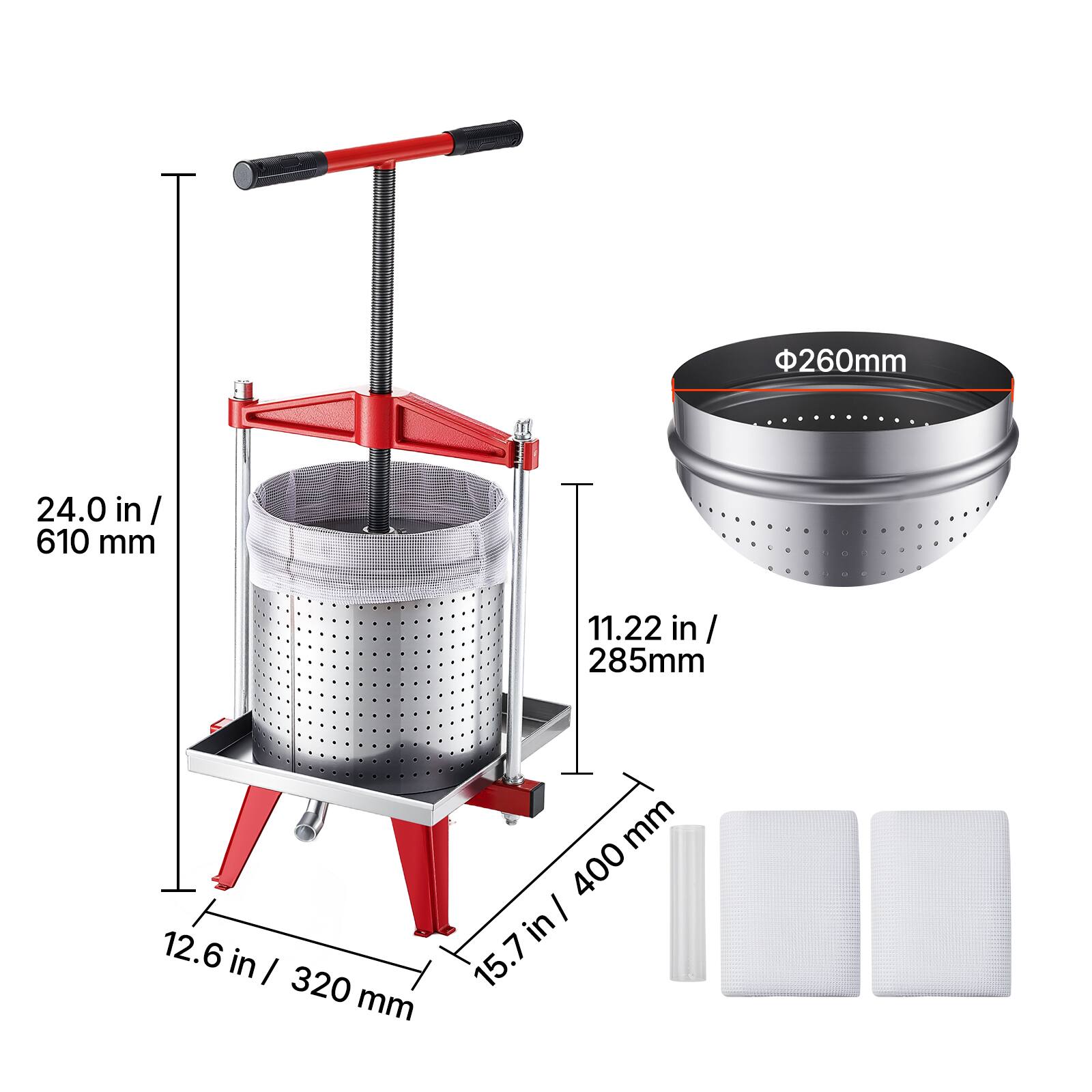 260mm 24.0 in / 610 mm 11.22 in / 285mm 12.6 in / 320 mm 400 mm 15.7 in
