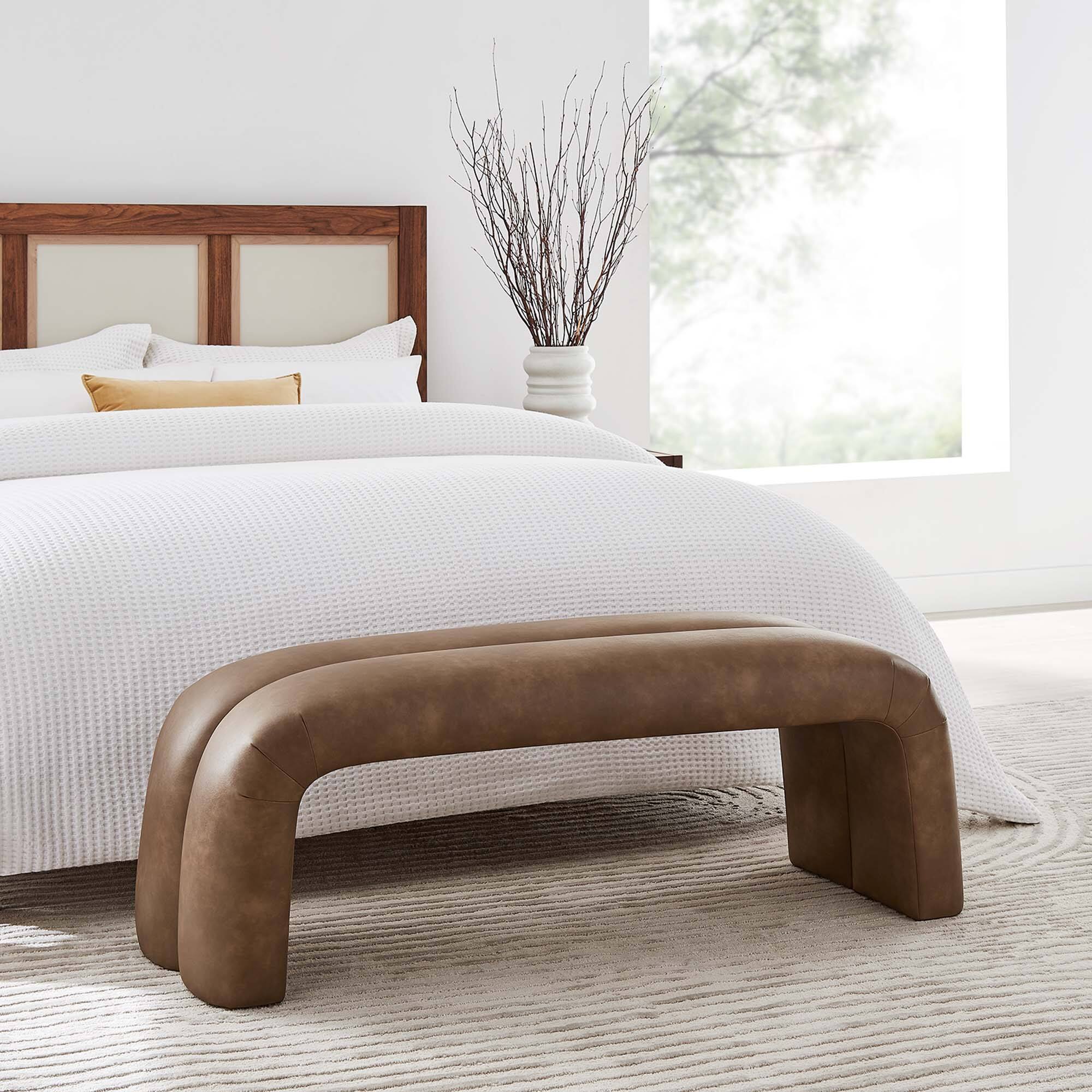 Alt View 4. Modway - Dax 50.5" Vegan Leather Upholstered Accent Bench by Modway - Brown.