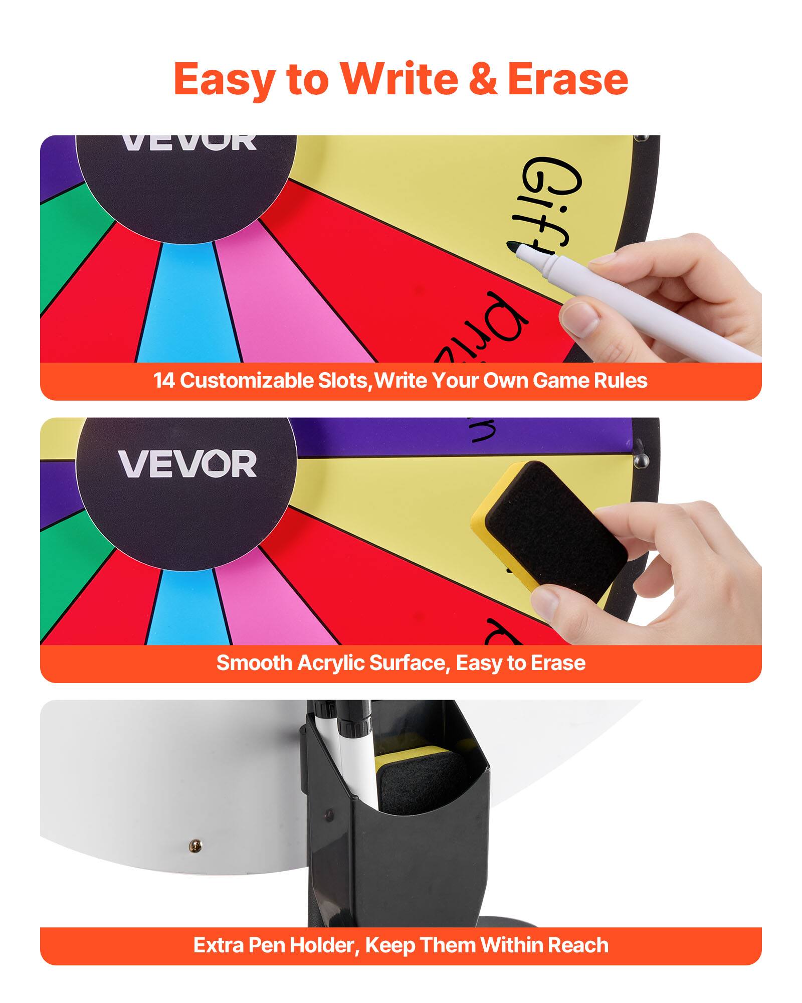 Easy to Write & Erase

VEVOR Gift

14 Customizable Slots, Write Your Own Game Rules

VEVOR

Smooth Acrylic Surface, Easy to Erase

Extra Pen Holder, Keep Them Within Reach