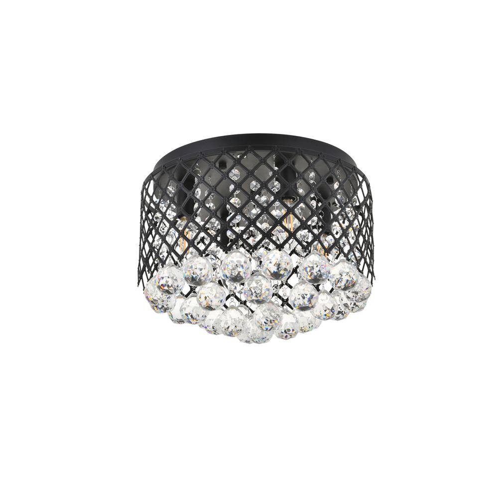 Alt View 1. Living District - Tully 4 light Matte Black Flush Mount - Matte Black And Clear.