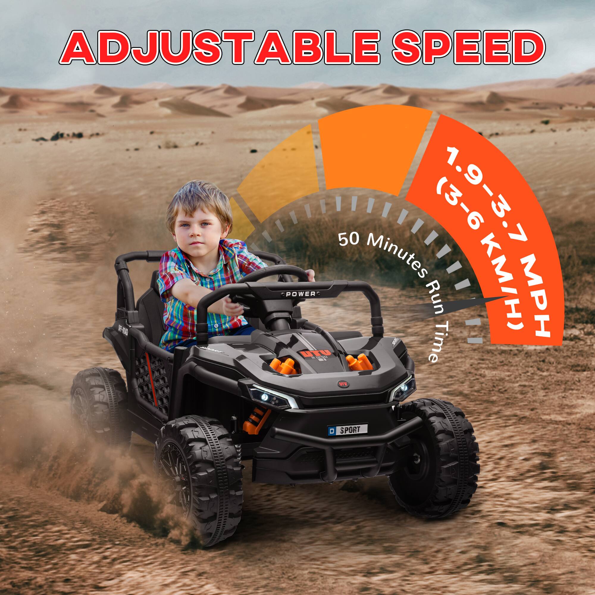 ADJUSTABLE SPEED

1.9-3.7 MPH (3-6 KM/H)

50 Minutes Run Time

POWER

SPORT