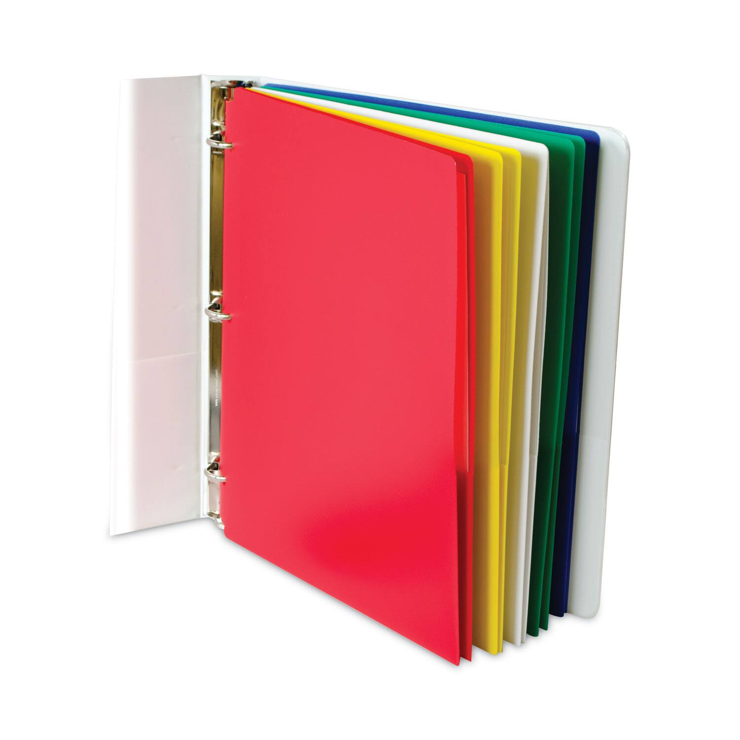 Angle. C-line - C Line Two Pocket Heavyweight Poly Portfolio Folder  3 Hole Punch  11 x 8.5  Assorted  10 per Pack.