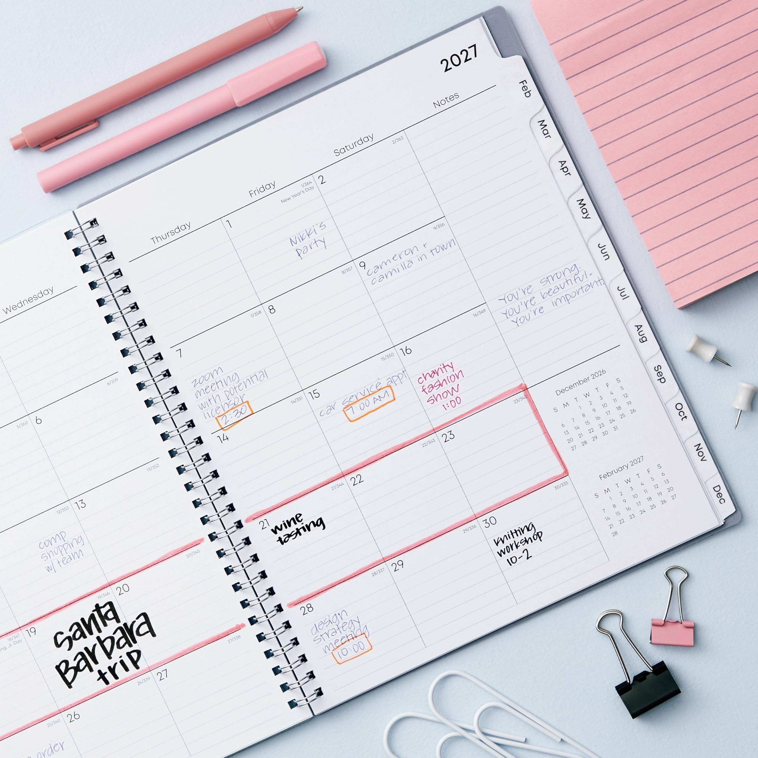 2027 Notes

Feb
Saturday
2

Mar
2
Apr
Friday
ION day

May
Thursday
Nikki's party
7
town
cameron in
Jun
W357
camilla strong

Wednesday
You're important
Jul
1/26
8
16/349
You're 16
Aug
7
55050
BEER
zoom meeting
potential appt
charity
fashion
December
2026
F
5
Sep
with licensor
- 15
cav service
1:00 AM
show
1:00

W
7
f
J
10
17
If
12
19
26
Oct
5/360
6
2:30
7
15
22
24
25
23
21
30
14
20
28
29
27
09352

2027
Nov
February
F
T
5
22
10/375
W
1