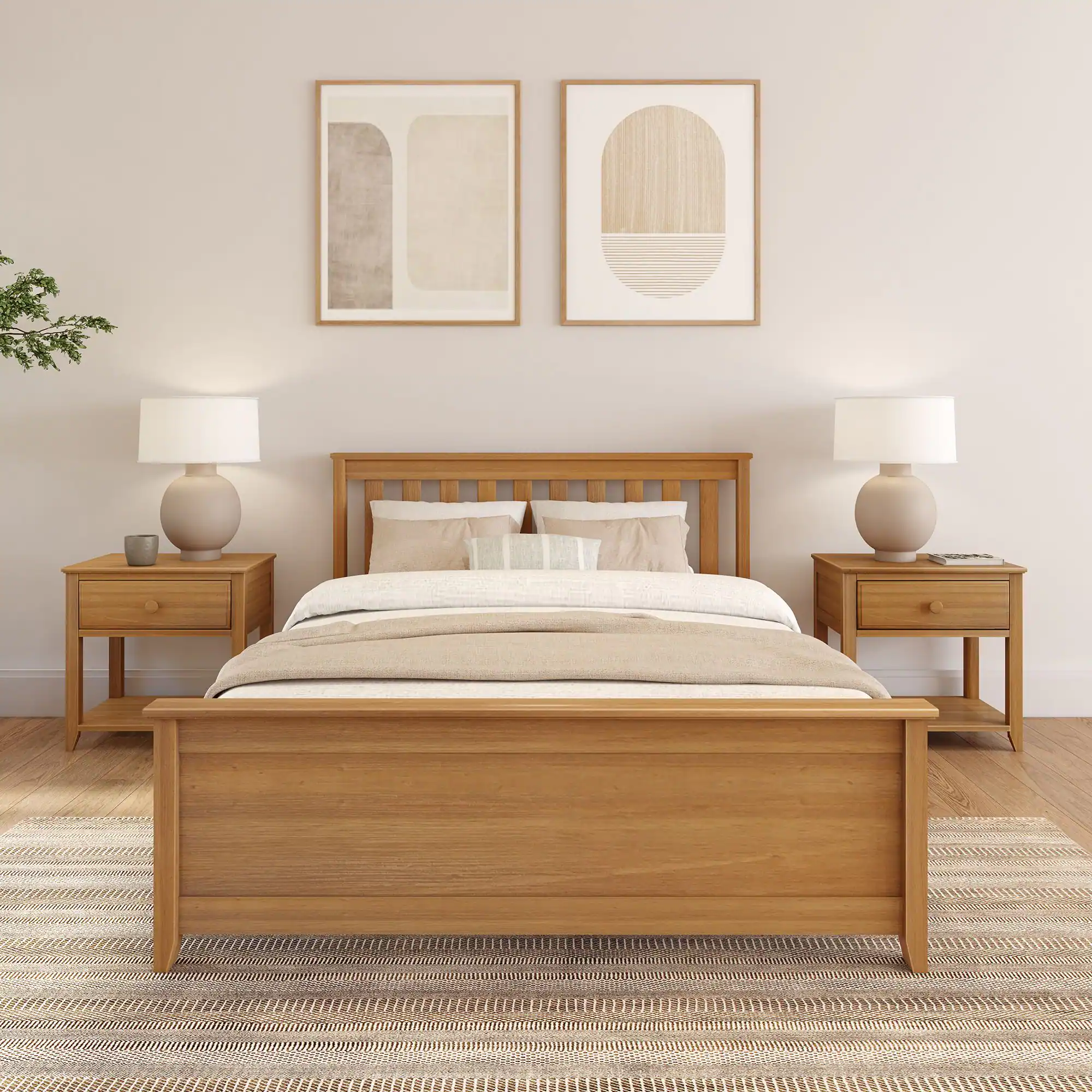 Alt View 1. Plank+Beam - Classic Full-Size Platform Bed, Pecan - Pecan.