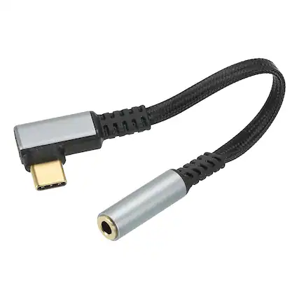 Front. Unique Bargains - USB Type C to 3.5mm Headphone Jack Adapter, USB C to Aux Audio HiFi Digital Converter Cable 5.5" for Phone - Grey.