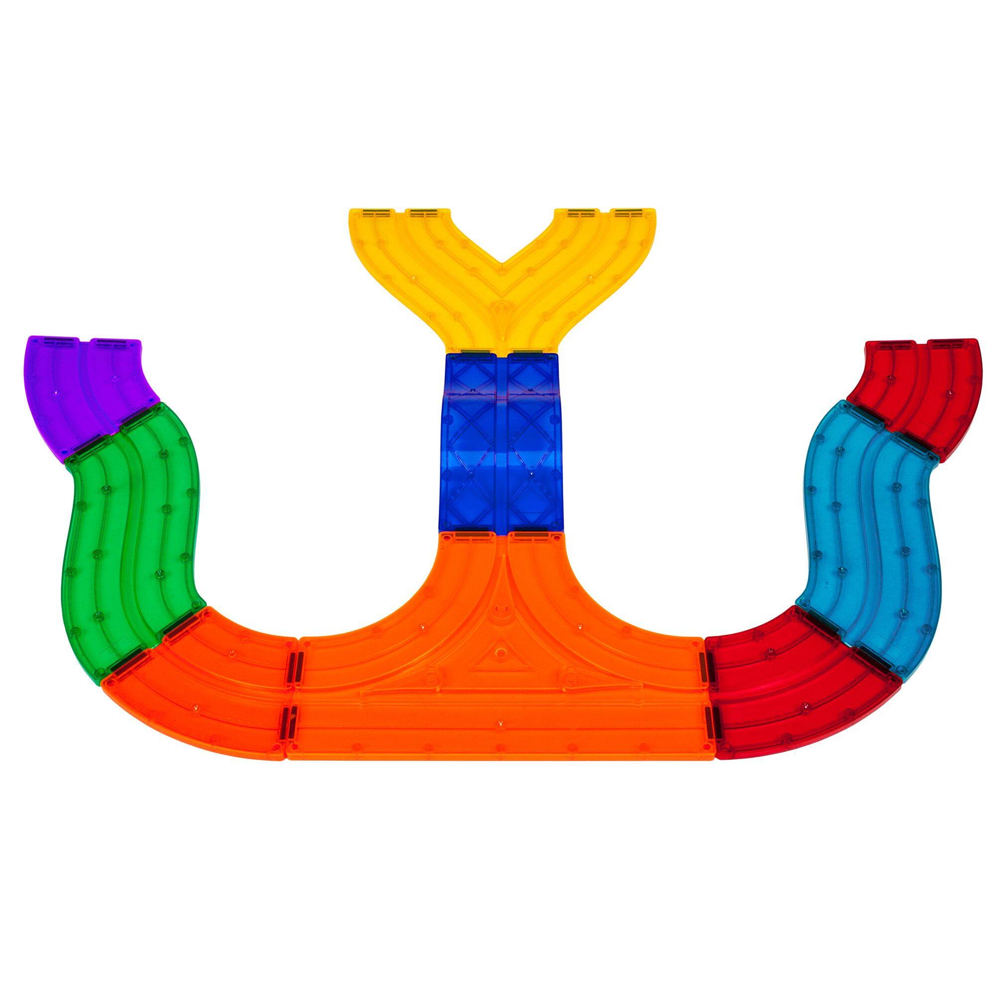 Alt View 2. PicassoTiles - PICASSO-TILES Magnetic Tiles Race Track Add-On Expansion Set for Kids, Racing Ramp Extension Building Blocks Toy, 12PC.