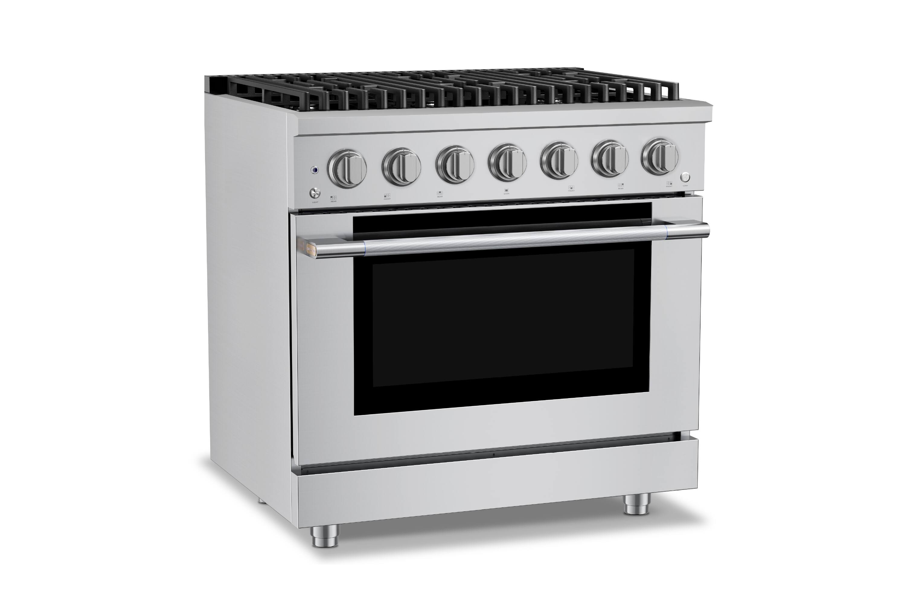 Alt View 3. Hauslane - HausPro 36 in. 6 Burners (20,000 BTU) Freestanding Gas Range Range - Stainless Steel.