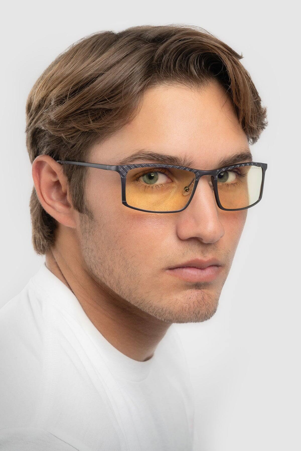 Alt View 1. GUNNAR - GUNNAR Computer Glasses  -  Plaid, Graphite, Amber Lens - Blue Light Blocking, Relieve Dry Eye, Anti Glare - Onyx/Graphite.