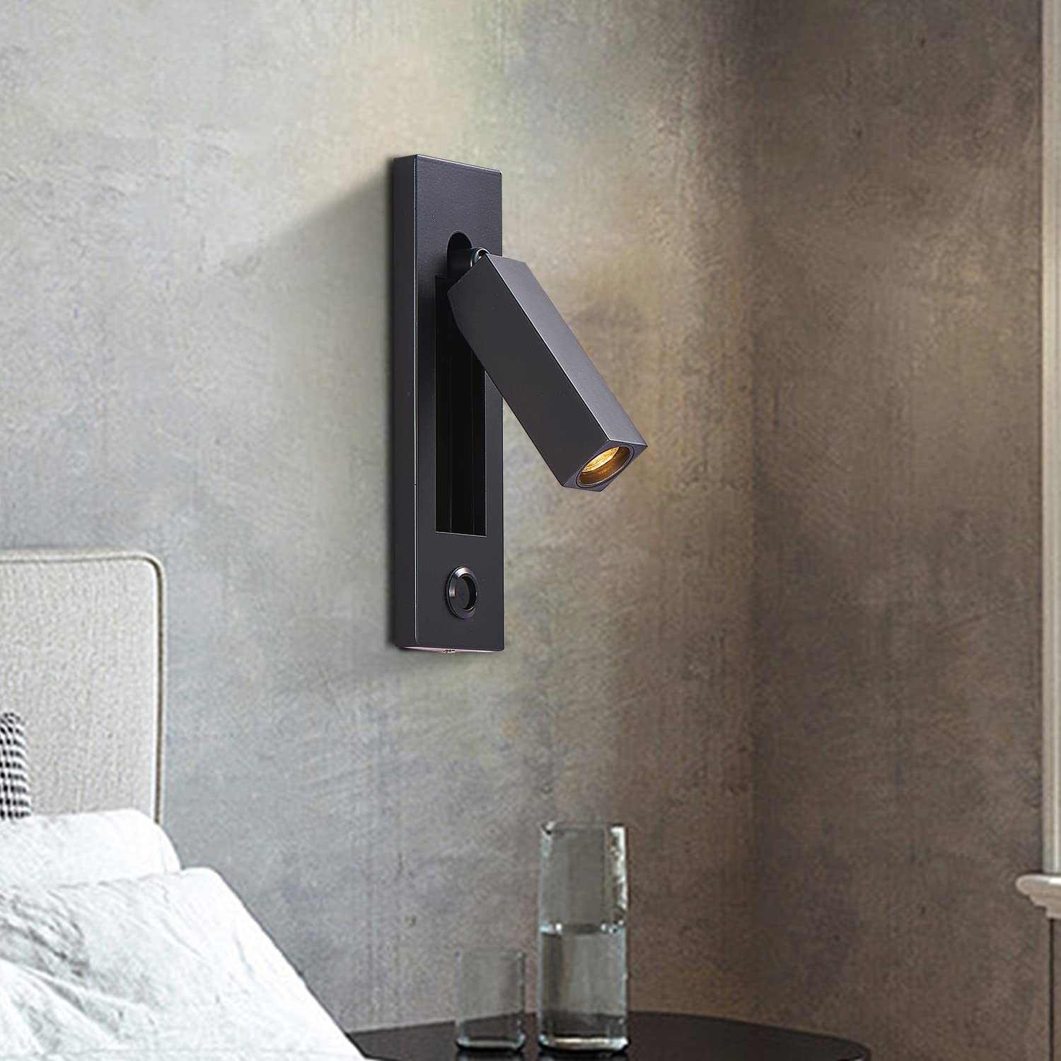 Alt View 4. TECH SAFARI - Led Wall Light Bedside Reading With Button Portable Charging Port Lift Down Control Hardwire Recessed Unplu - Wall light-Gold.