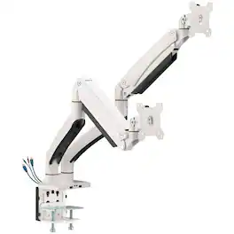 SIIG - Dual Monitor Desk Mount with USB and Audio Ports - White