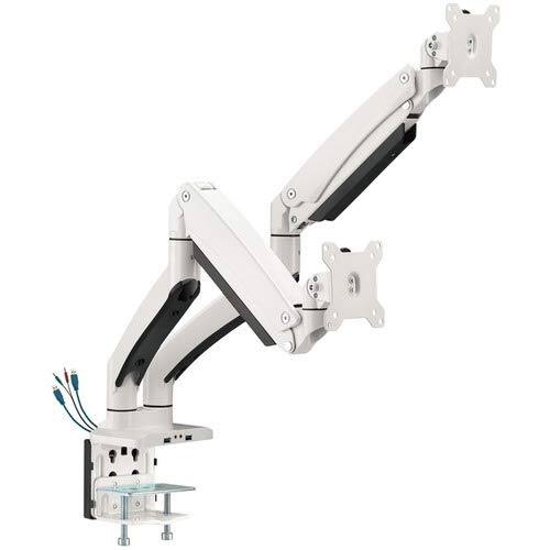 Front. SIIG - Dual Monitor Desk Mount with USB and Audio Ports - White.
