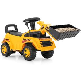 Costway - Kids Ride on Bulldozer with Adjustable Bucket Engine Sound Excavator Digger Toy - Yellow