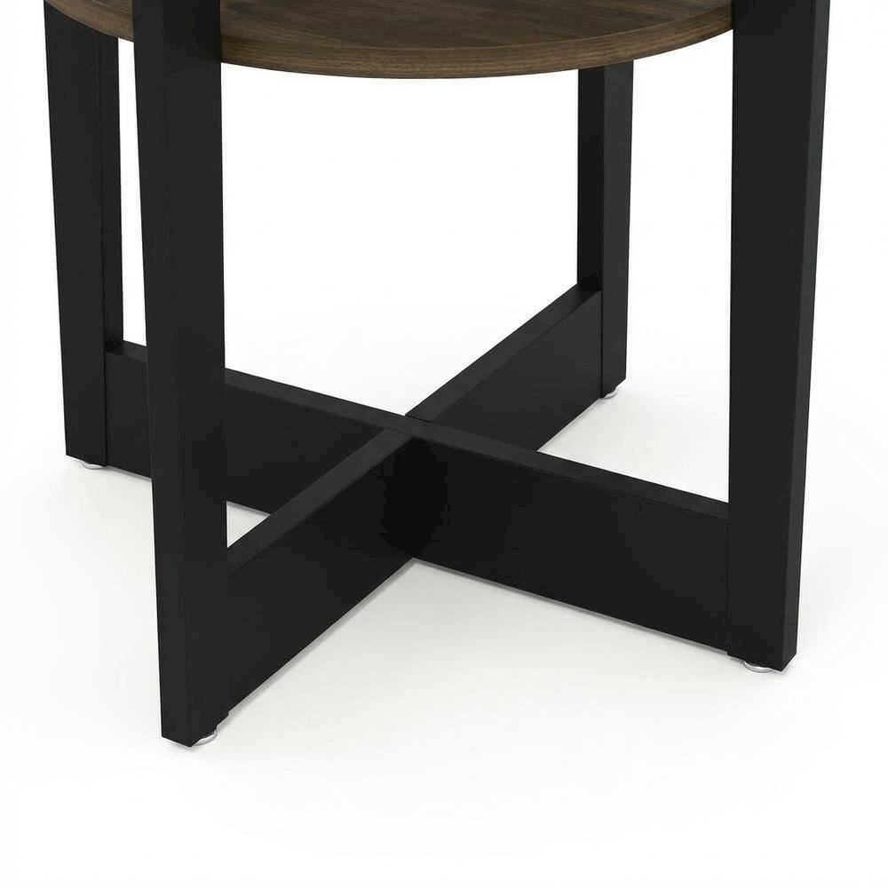 Alt View 2. FurniFact - Walnut and Black Oval End Table with Modern Style and Sturdy Frame - Columbia Walnut/Black.