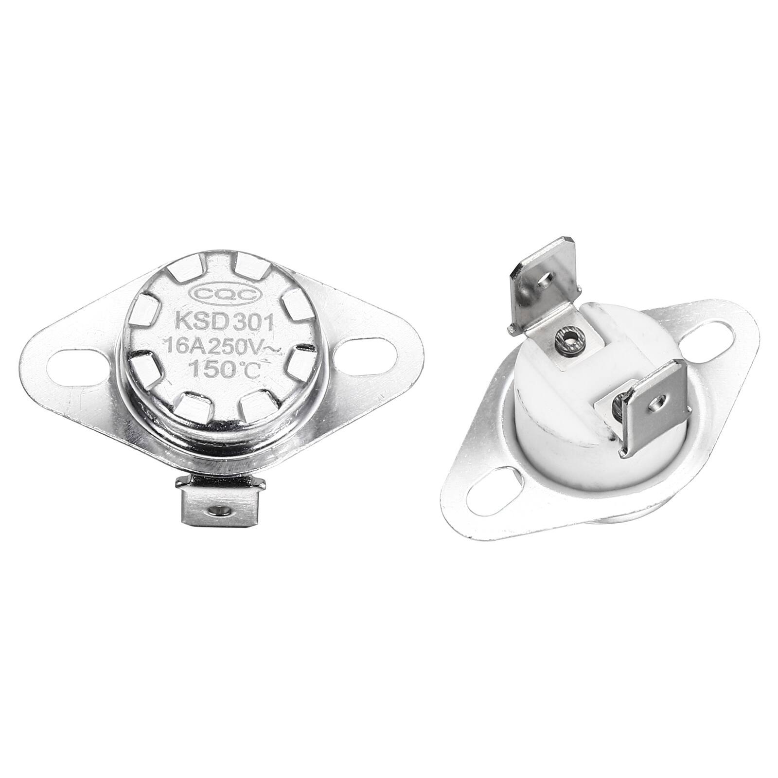 Unique Bargains - KSD301 Thermostat 150°C/302°F 16A Normally Closed N.C Temperature Switch for Microwaves/Oven 2pcs Ceramic - Silver