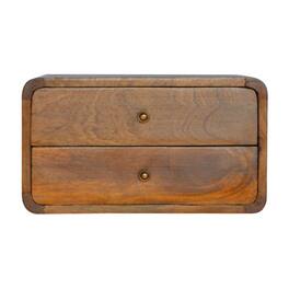 Artisan Furniture - Solid Wood Floating Curved Nightstand, 2 Drawers, Brown - Chestnut