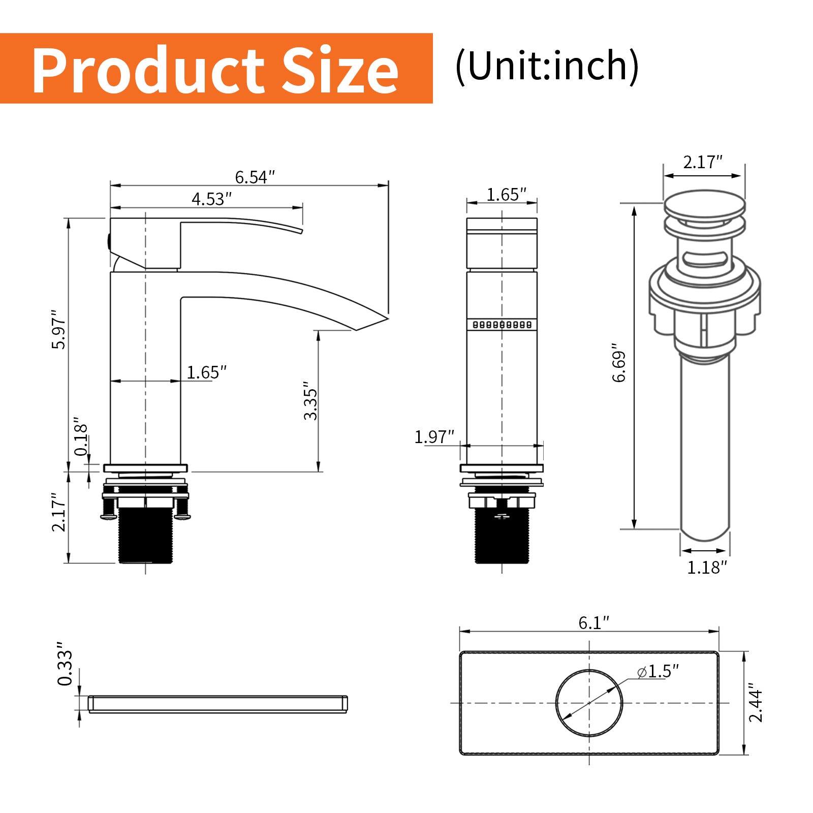 Product Size (Unit: inch)

- 6.54"
- 4.53"
- 5.97"
- 1.65"
- 2.17"
- 0.18"
- 1.97"
- 6.69"
- 1.18"
- 0.33"
- 6.1"
- 1.5"
- 2.44"
- 3.35"
- 2.17"
- 1.65"
- 1.65"
- 2.17"
- 1.18"
- 0.33"
- 6.1"
- 1.5"
- 2.44"