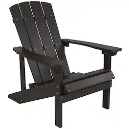 Emma + Oliver - All-Weather Poly Resin Wood Adirondack Chair - Slate Gray