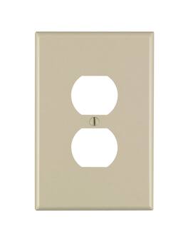 Leviton - 1-Gang Oversized Thermoset Duplex Device Receptacle Wallplate, Device-Mount, 86103 - Ivory
